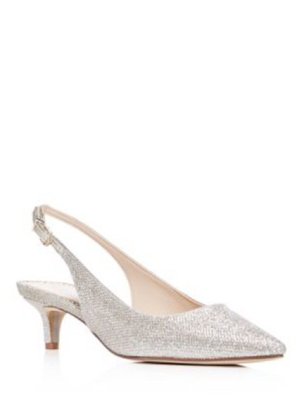 Sam Edelman Women's Ludlow Slingback Kitten-Heel Pumps Silver Glitter